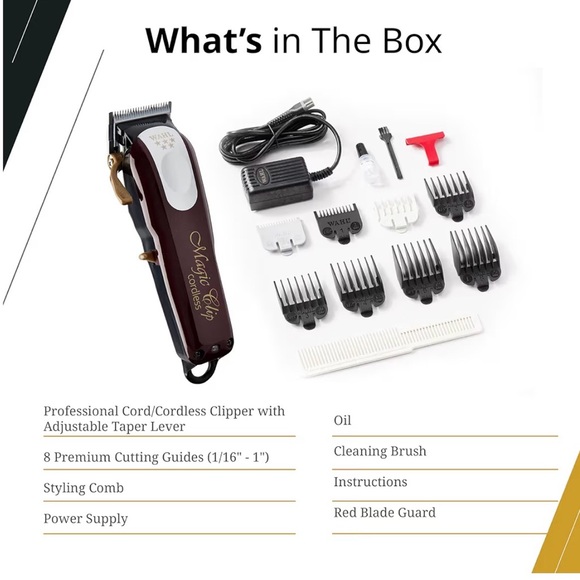 Wahl Professional Magic Clip Cordless Clipper - Burgundy - Picture 6 of 13